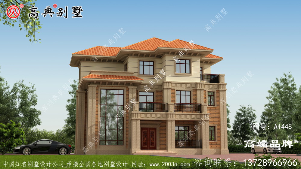 暖色橘色坡顶，适合农村自建