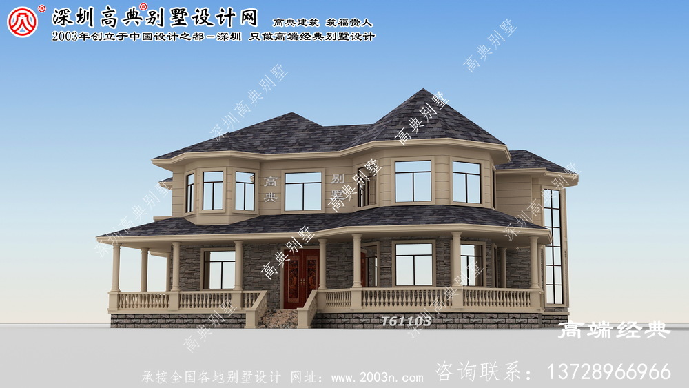 乌拉特前旗欧式两层别墅设计效果图。