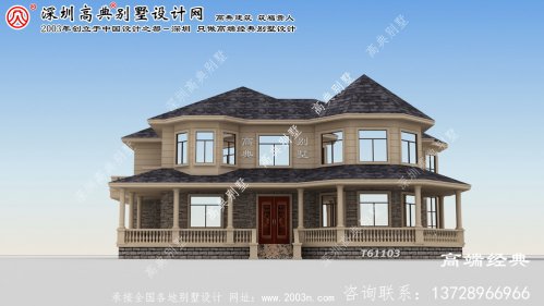 乌拉特前旗欧式两层别墅设计效果图。