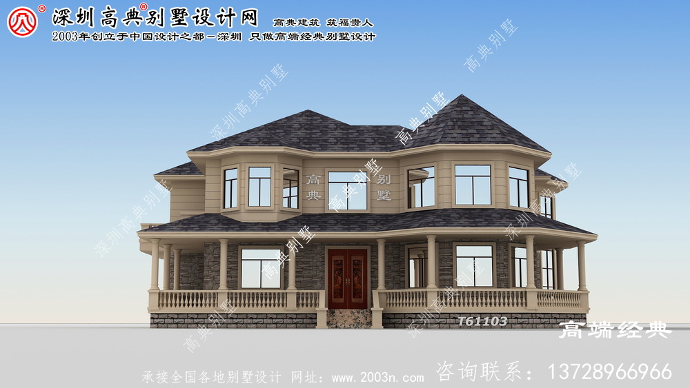 乌拉特前旗欧式两层别墅设计效果图。