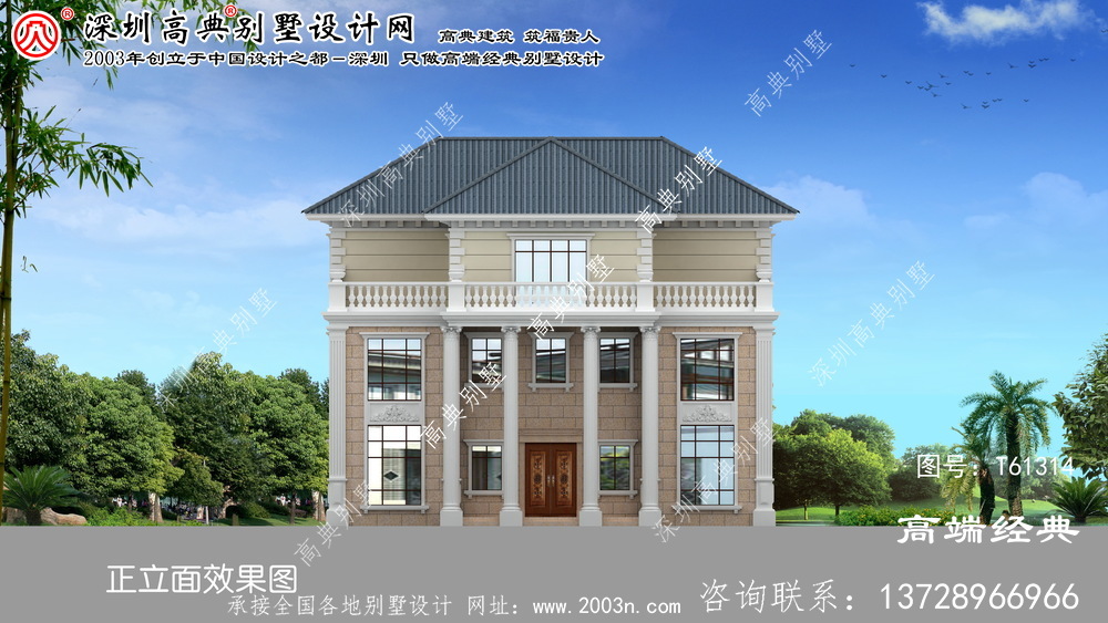 科尔沁右翼前旗欧式三层别墅的外观设计充满了少女气息