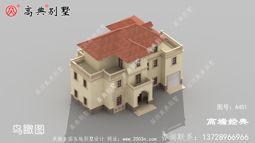 恬静优美的简欧风格，带车库设计