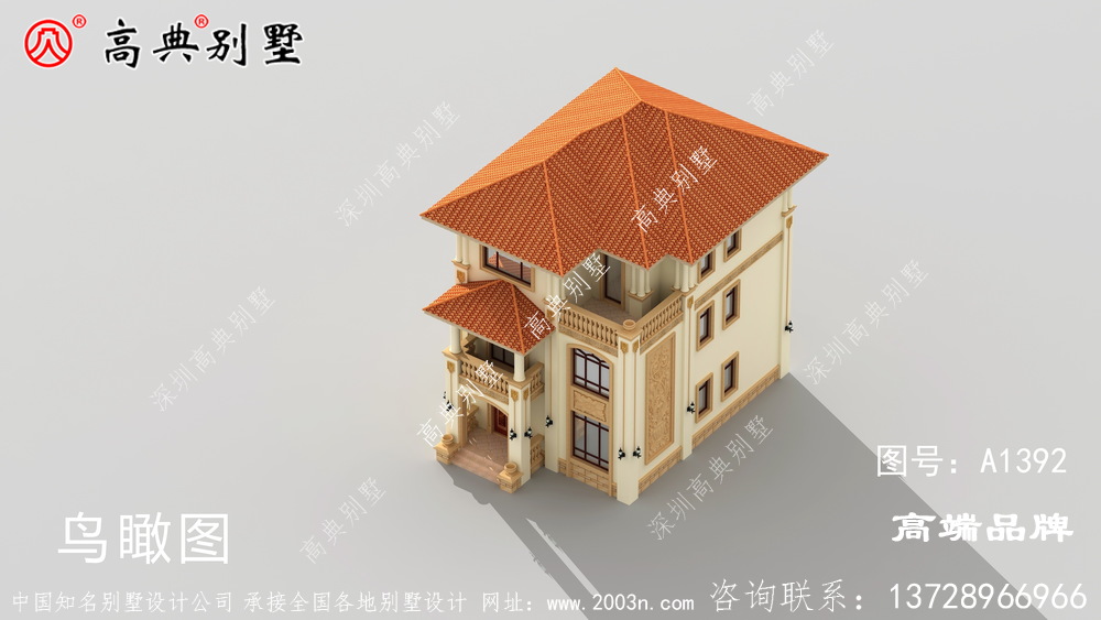 简欧三层别墅外观图透露着丝丝的大气