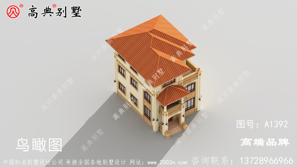 简欧三层别墅外观图透露着丝丝的大气