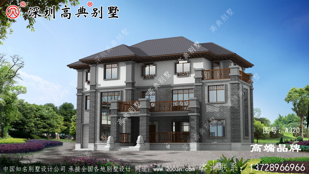 经典耐看的三层别墅设计图，宽敞大气，带庭院