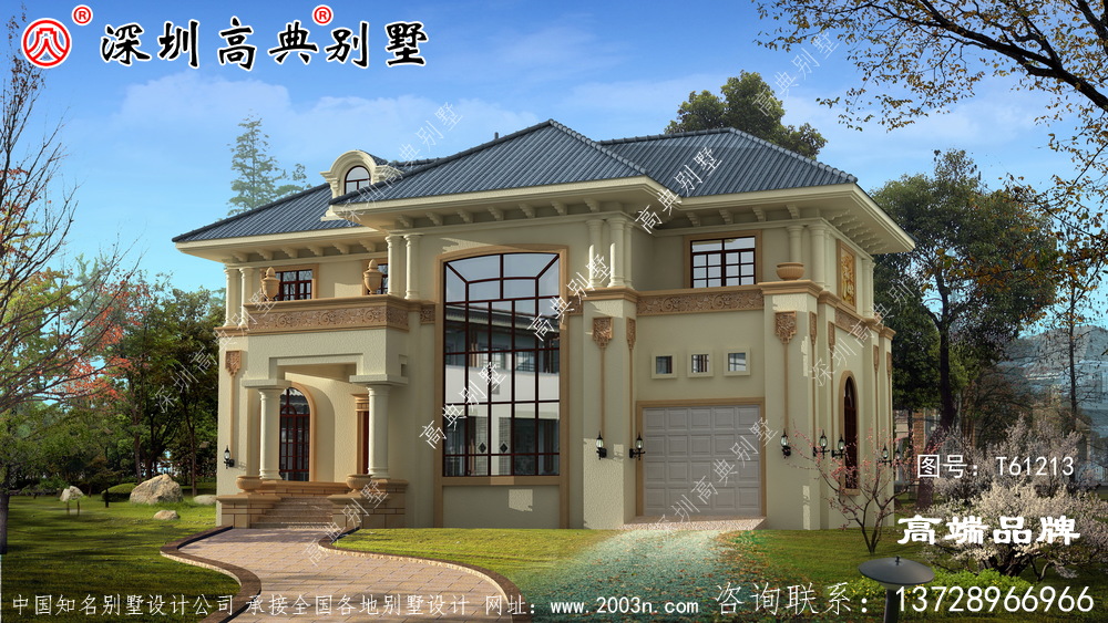 二层欧式农村小别墅，豪华大气，干挂石材，造价35万