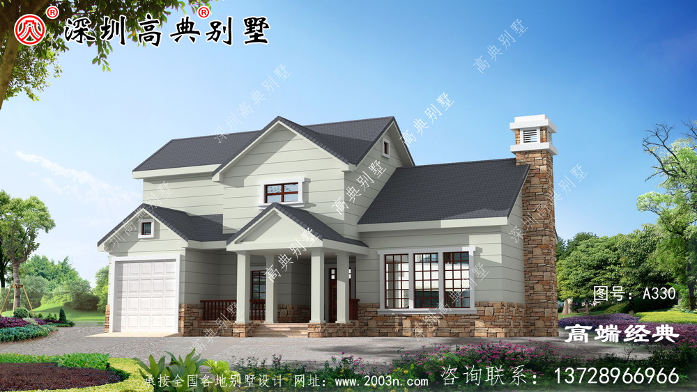 欧式二层房屋图，户型住着舒服，建房的好选择