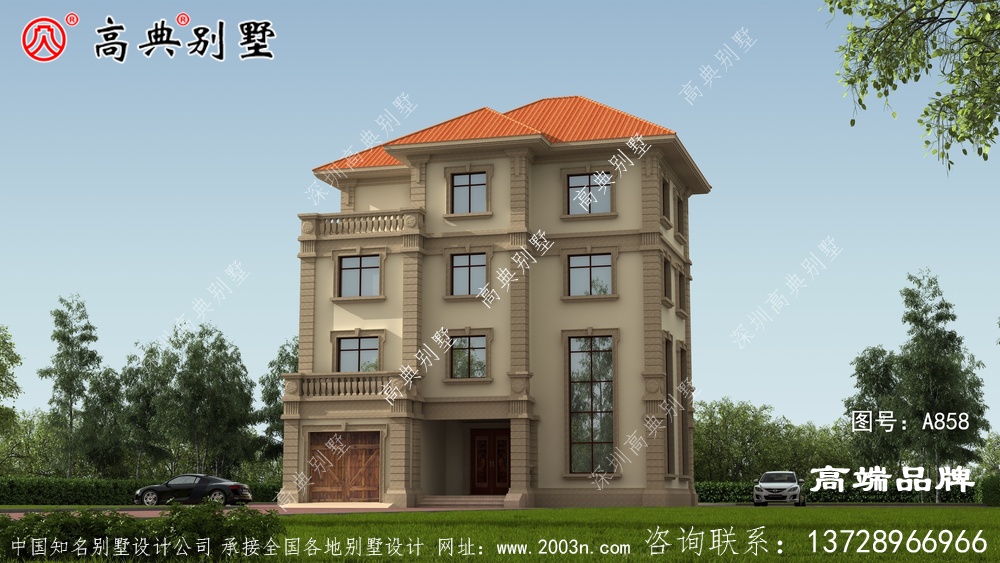 农村四层别墅八角窗的设计整个建筑非常通透