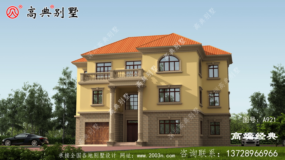 这款欧式三层别墅，十分精致独特，别具一格。