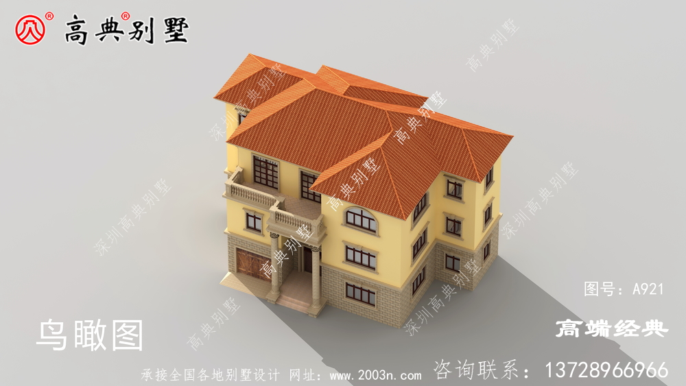 这款欧式三层别墅，十分精致独特，别具一格。