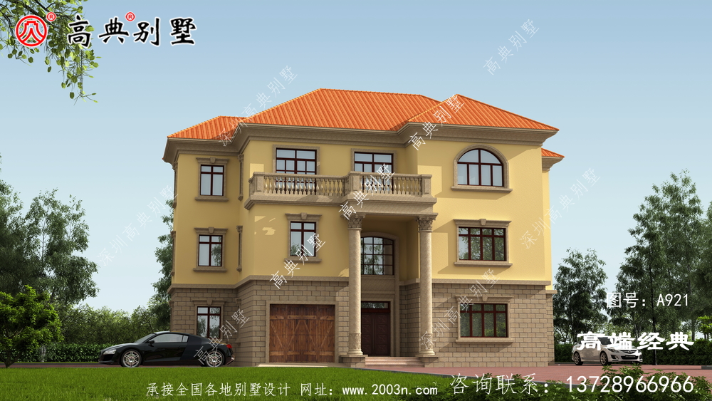 这款欧式三层别墅，十分精致独特，别具一格。