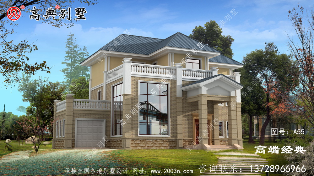 乡村欧式别墅设计图，这配色简直不要太美